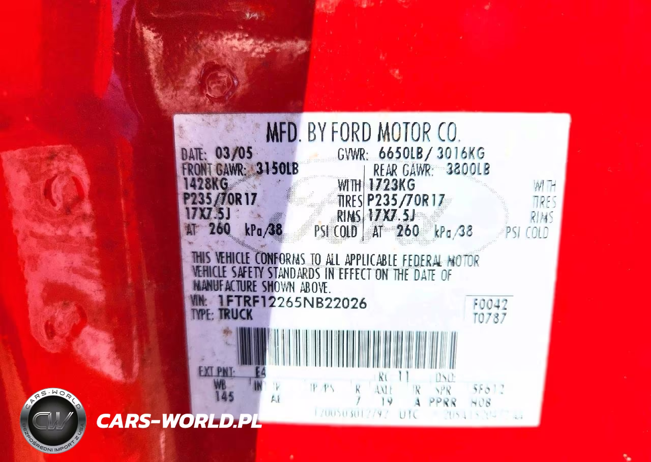 2005 Ford F150 VIN:1FTRF12265NB22026 - 12