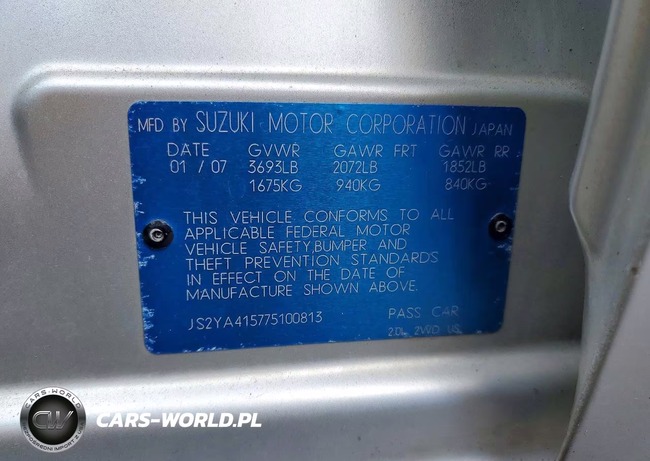 2007 Suzuki Sx4 VIN:JS2YA415775100813 - 13