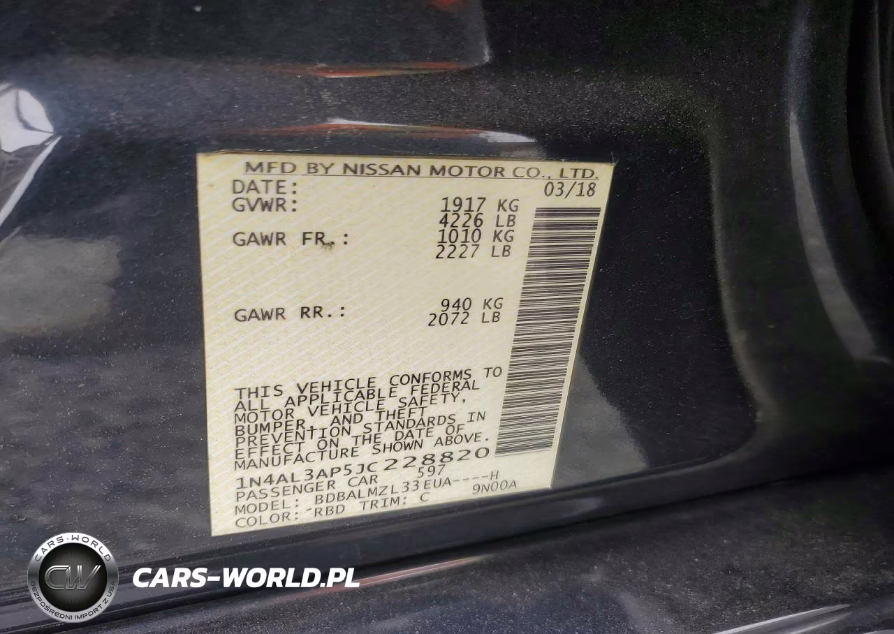 2018 Nissan Altima 2.5 Sv VIN:1N4AL3AP5JC228820 - 12