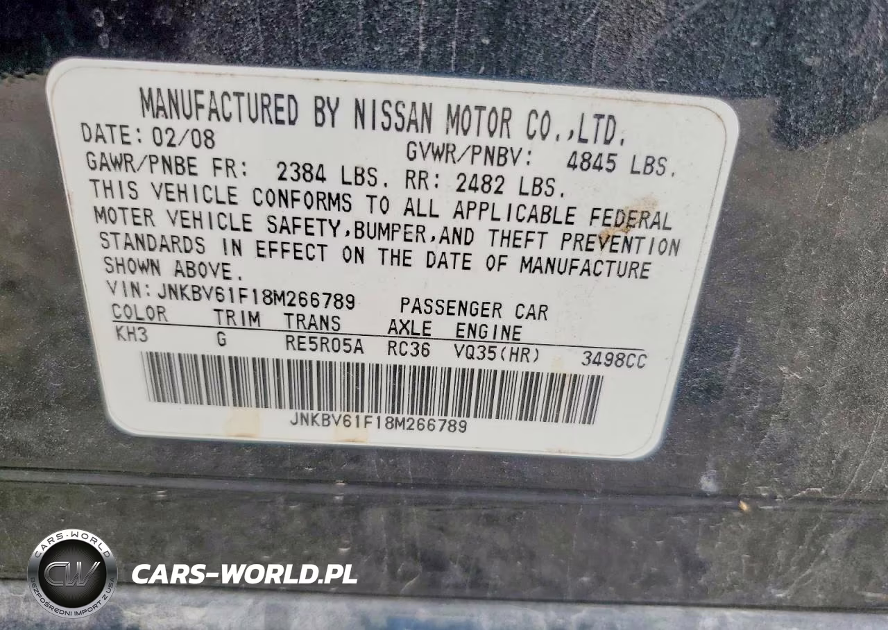 2008 Infiniti G35 VIN:JNKBV61F18M266789 - 12