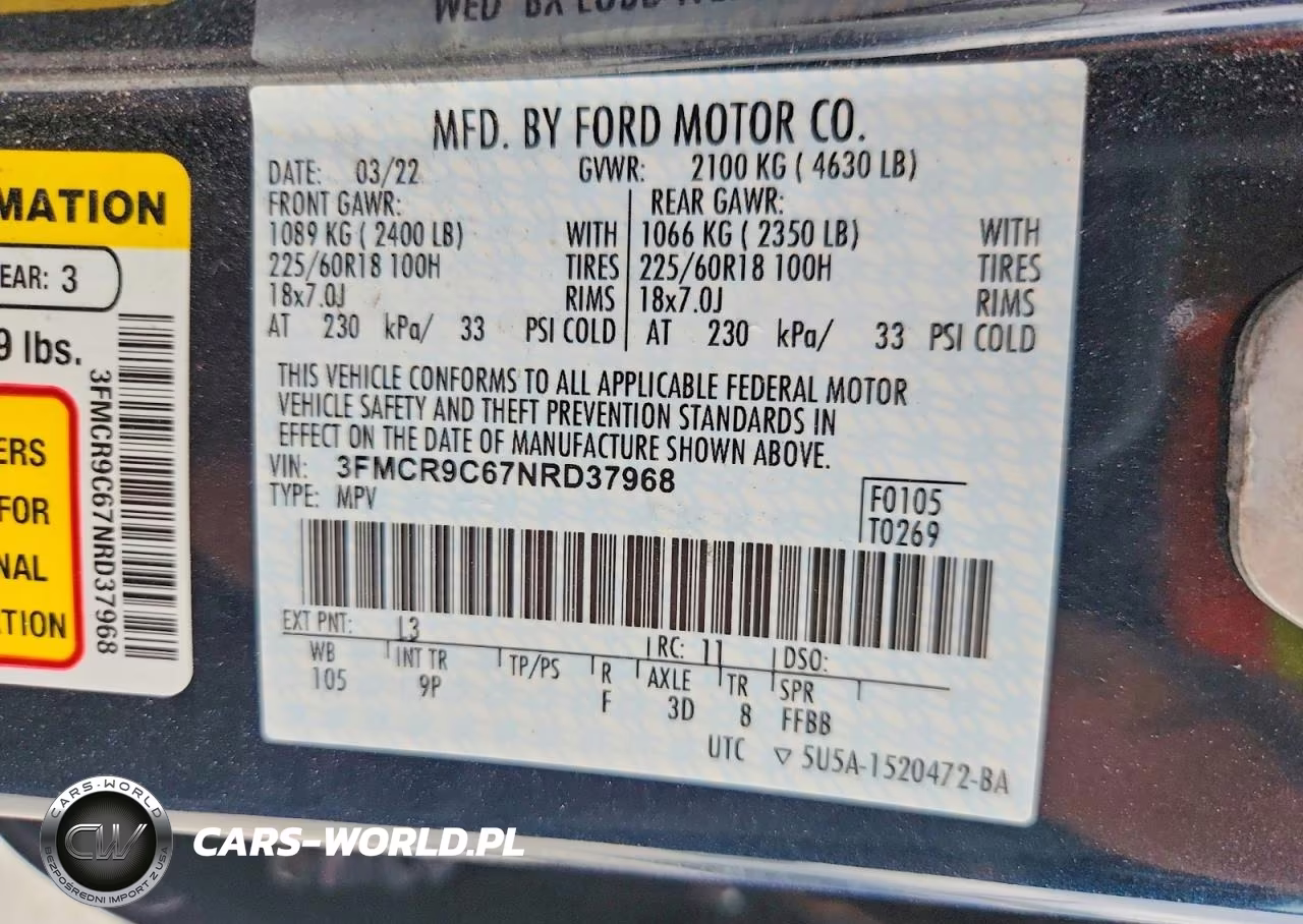 2022 Ford Bronco Sport Outer Banks VIN:3FMCR9C67NRD37968 - 14