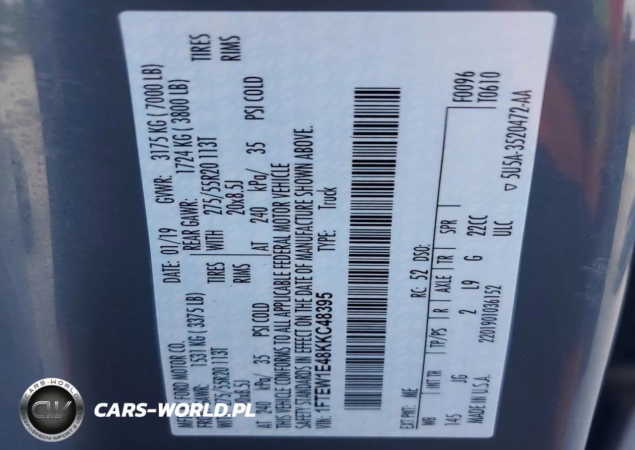 2019 Ford F150 Supercrew VIN:1FTEW1E48KKC48395 - 12
