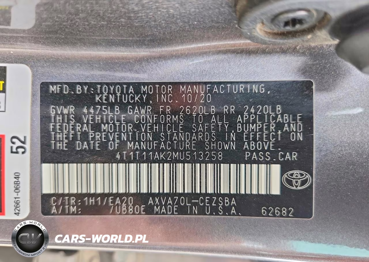 2021 Toyota Camry Se VIN:4T1T11AK2MU513258 - 12