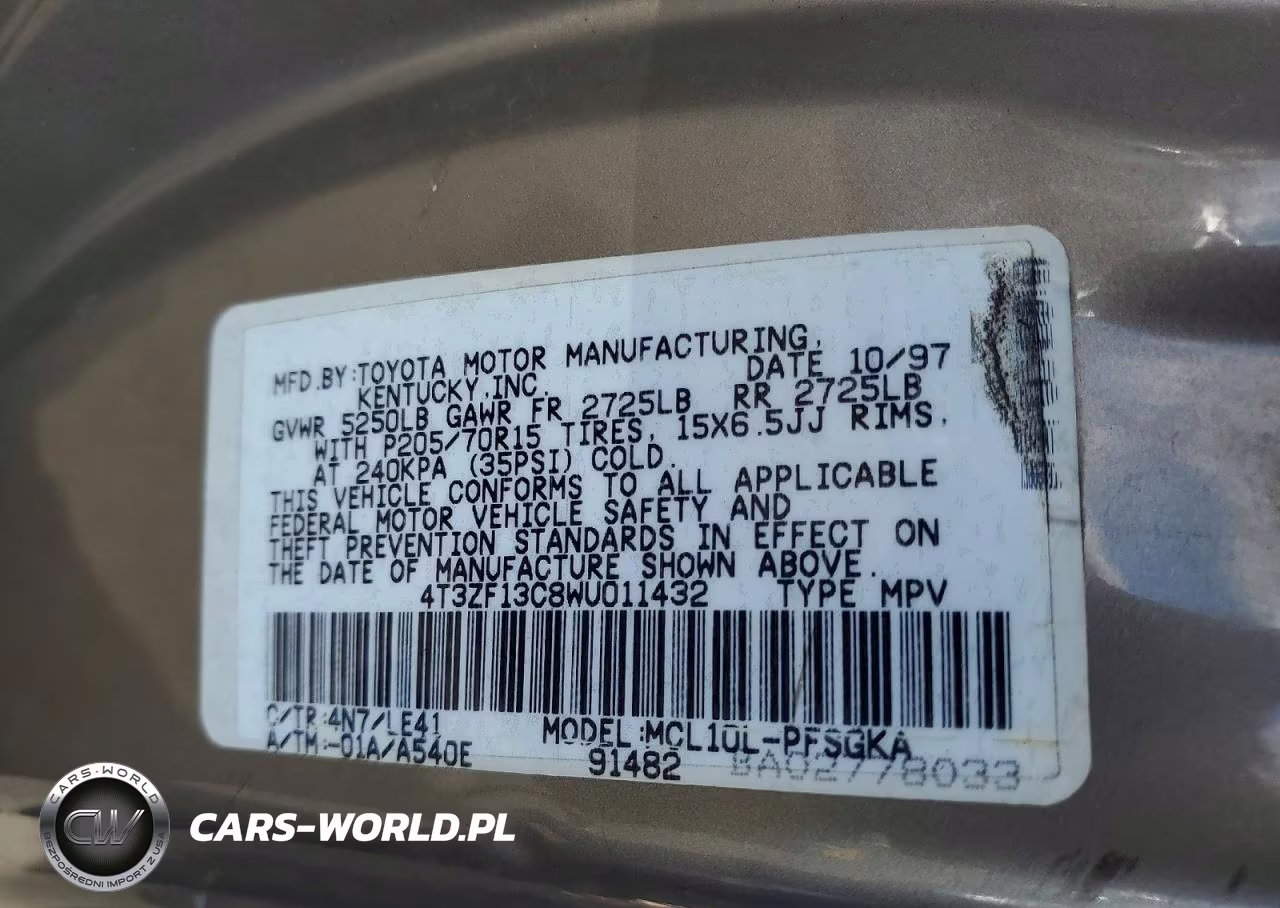1998 Toyo Sienna VIN:4T3ZF13C8WU011432 - 13