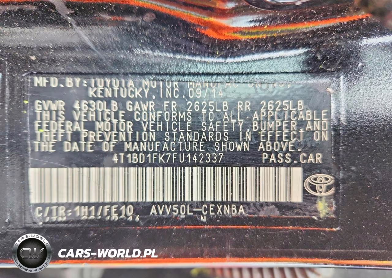 2015 Toyota Camry Hybrid Le VIN:4T1BD1FK7FU142337 - 12