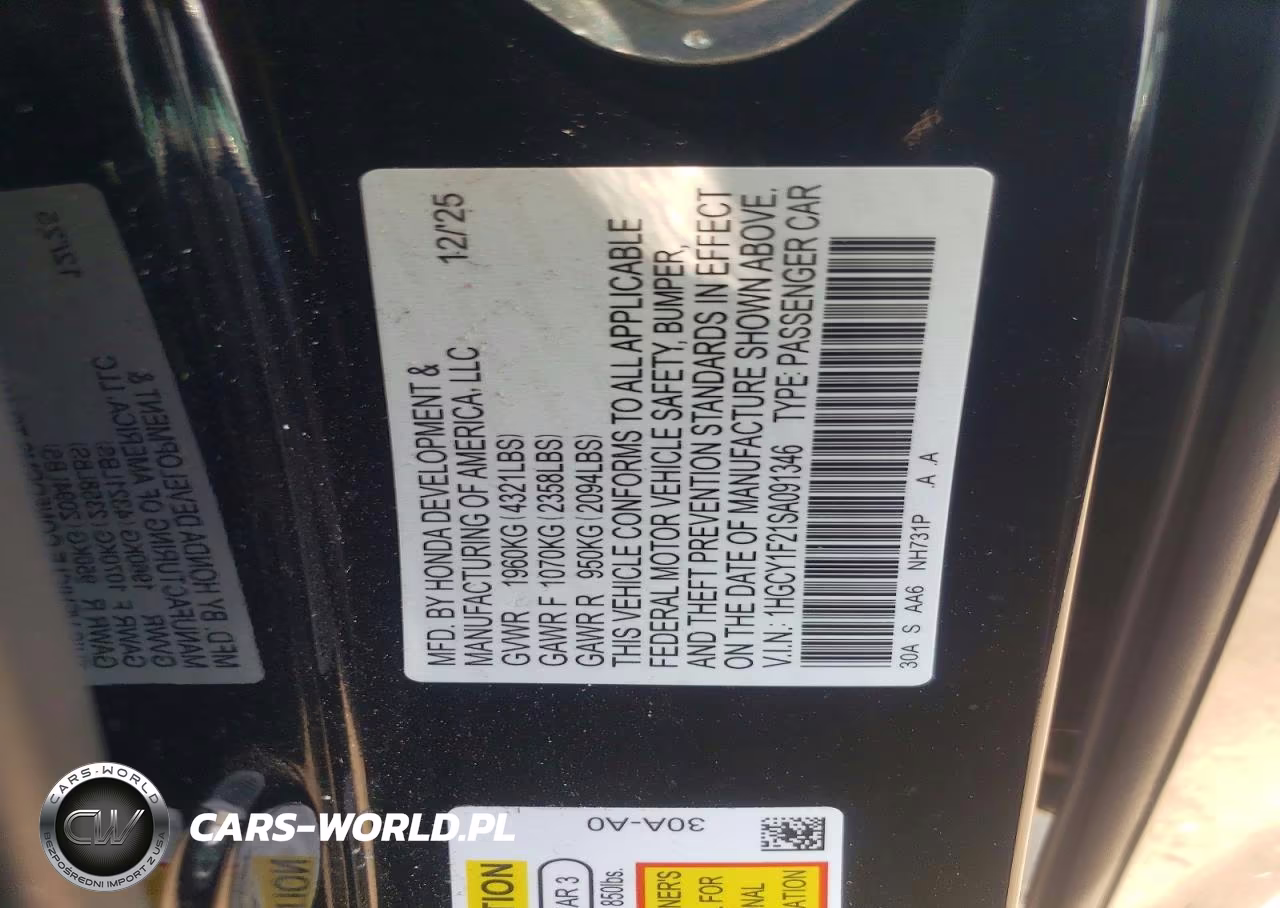 2025 Honda Accord Lx VIN:1HGCY1F21SA091346 - 12