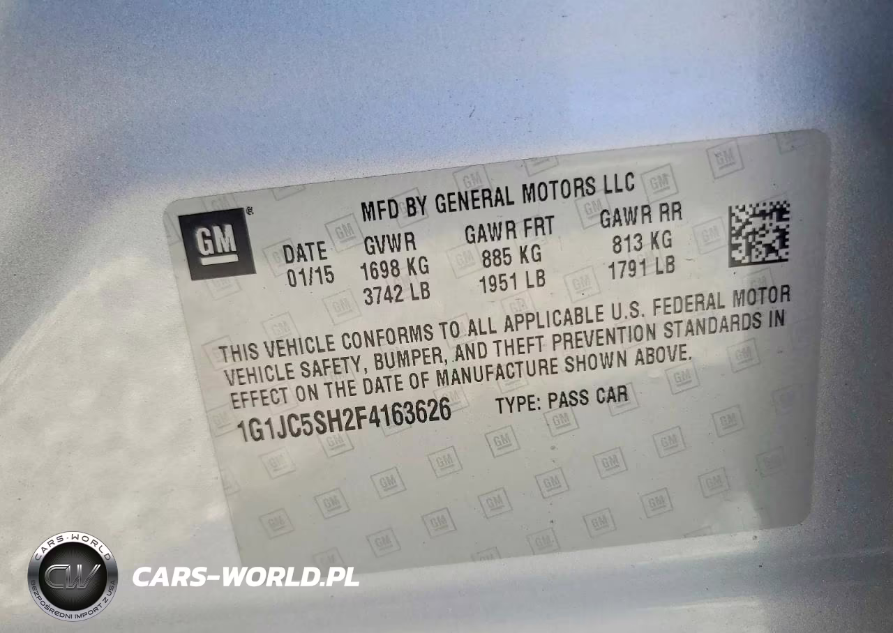 2015 Chevrolet Sonic Lt VIN:1G1JC5SH2F4163626 - 12