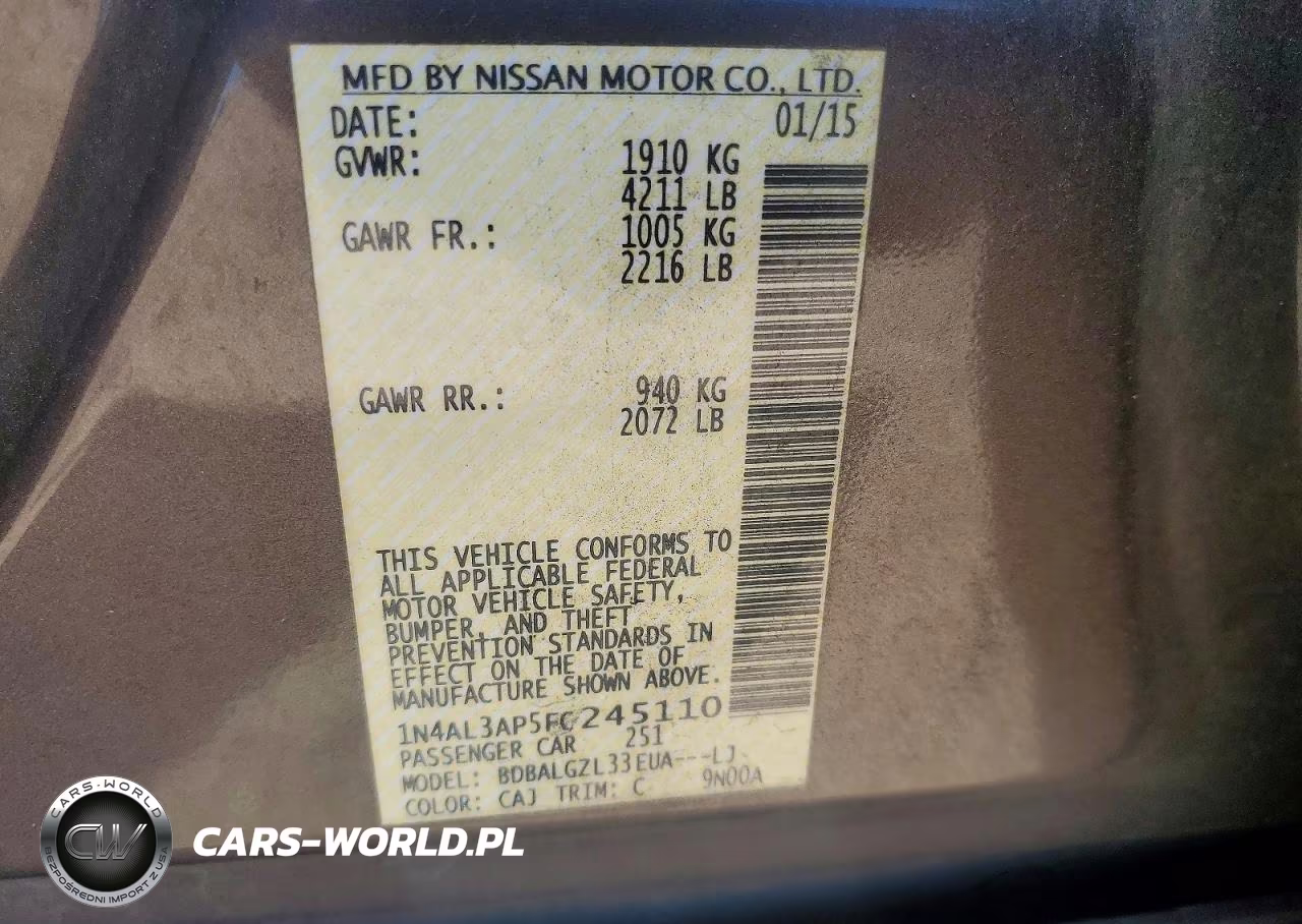 2015 Nissan Altima 2.5 S VIN:1N4AL3AP5FC245110 - 12