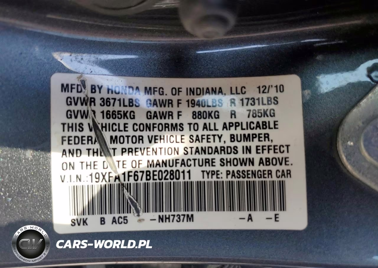 2011 Honda Civic Lx-S VIN:19XFA1F67BE028011 - 12