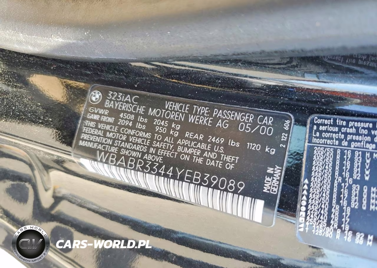 2000 BMW 323 Ci VIN:WBABR3344YEB39089 - 13