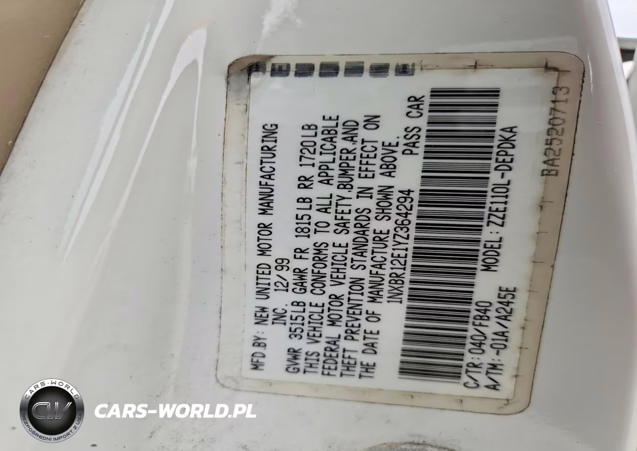 2000 Toyota Corolla Ve VIN:1NXBR12E1YZ364294 - 13