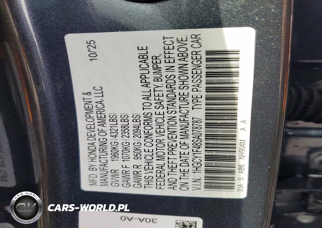 2025 Honda Accord Se VIN:1HGCY1F48SA078787 - 12