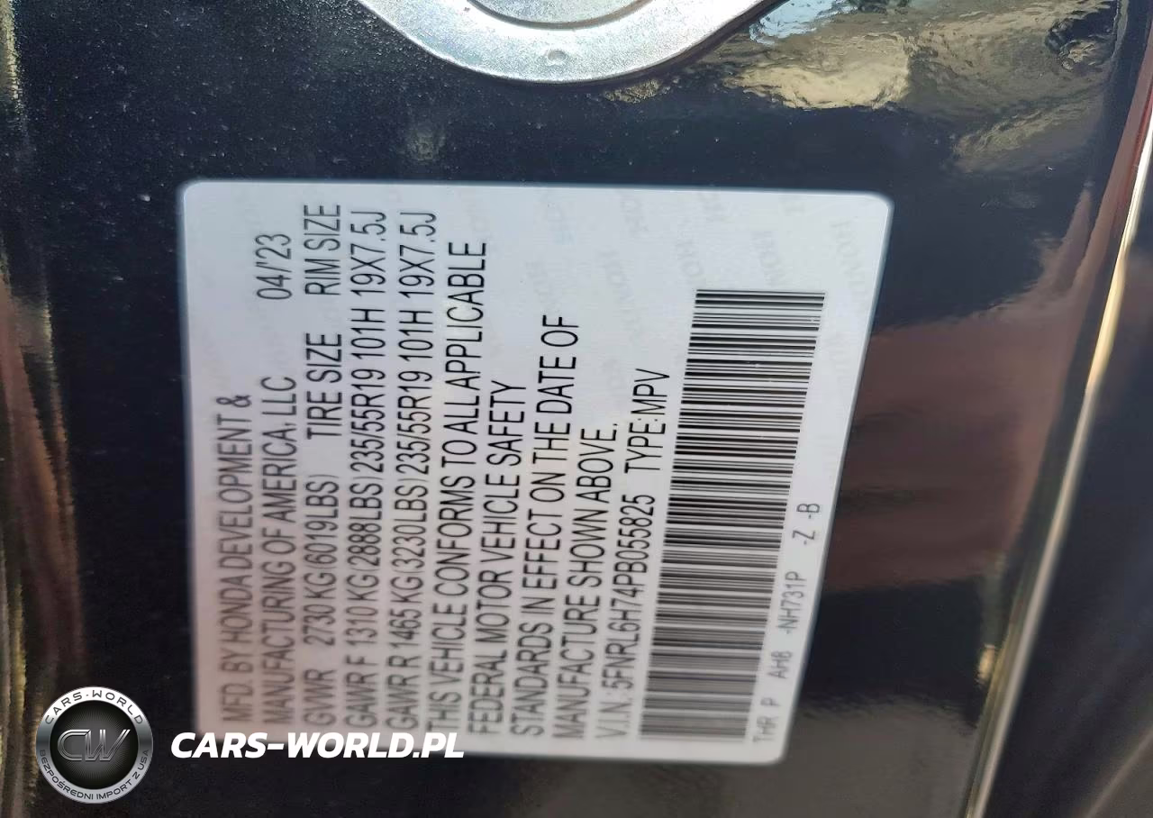 2023 Honda Odyssey Sport-L VIN:5FNRL6H74PB055825 - 13