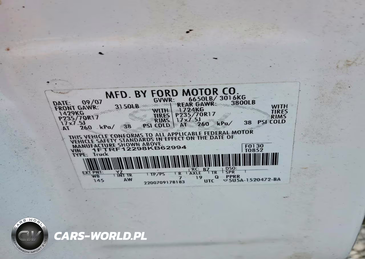 2008 Ford F150 VIN:1FTRF12298KB62994 - 12