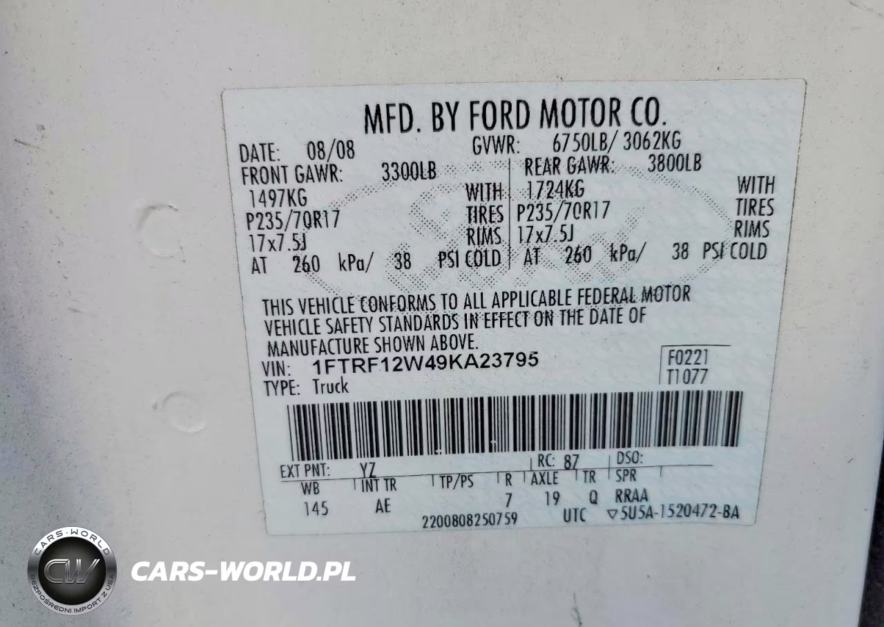 2009 Ford F150 VIN:1FTRF12W49KA23795 - 12