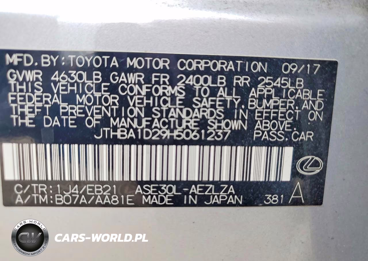 2017 Lexus Is 200T VIN:JTHBA1D29H5061237 - 12
