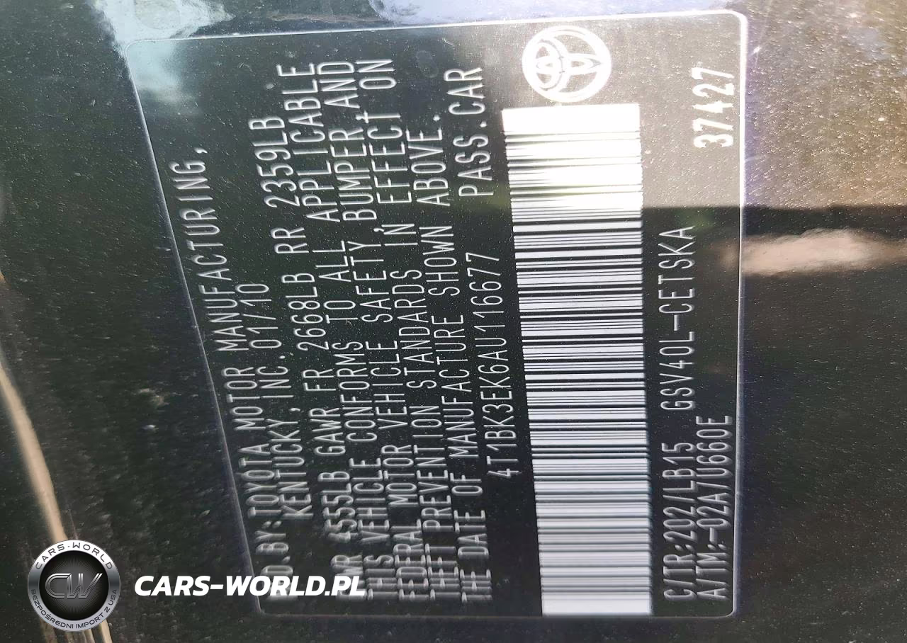 2010 Toyota Camry Se V6 VIN:4T1BK3EK6AU116677 - 12