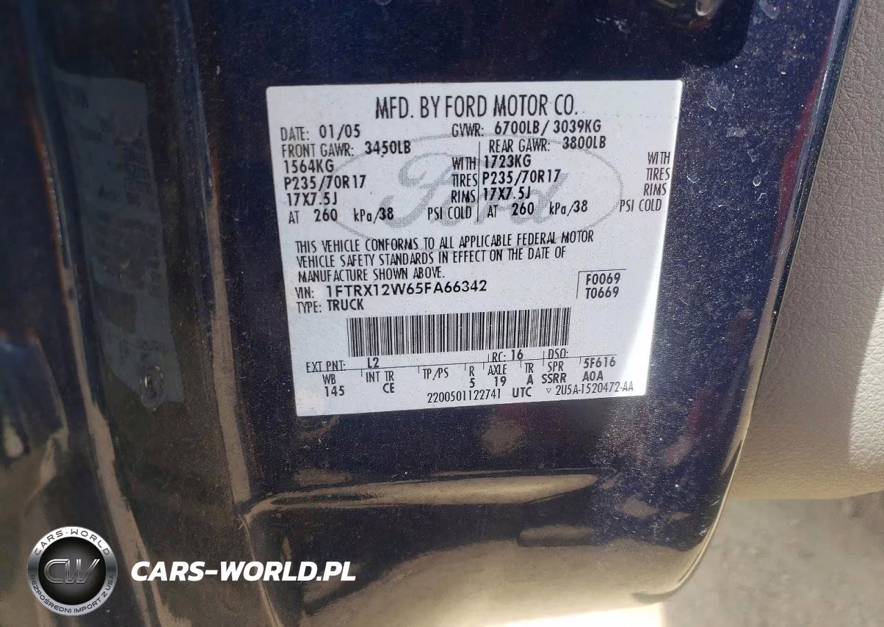 2005 Ford F150 VIN:1FTRX12W65FA66342 - 12