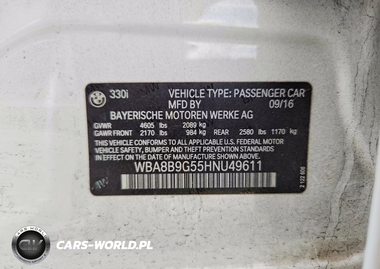2017 BMW 330 I VIN:WBA8B9G55HNU49611 - 13