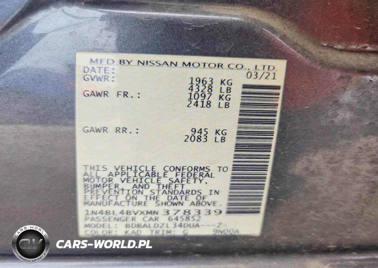 2021 Nissan Altima S VIN:1N4BL4BVXMN378339 - 12