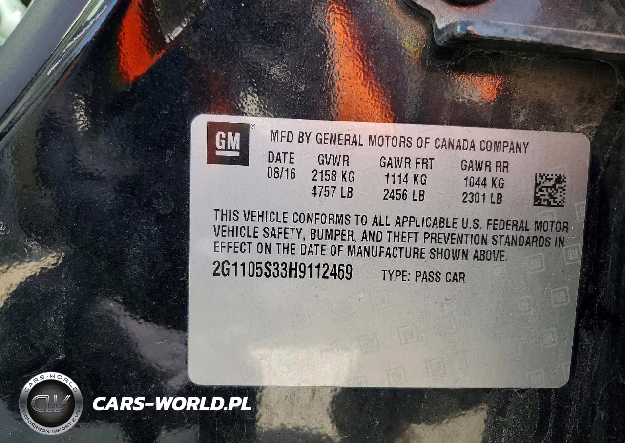 2017 Chevrolet Impala Lt VIN:2G1105S33H9112469 - 12