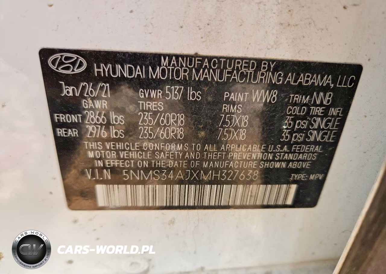 2021 Hyundai Santa Fe Sel VIN:5NMS34AJXMH327638 - 13