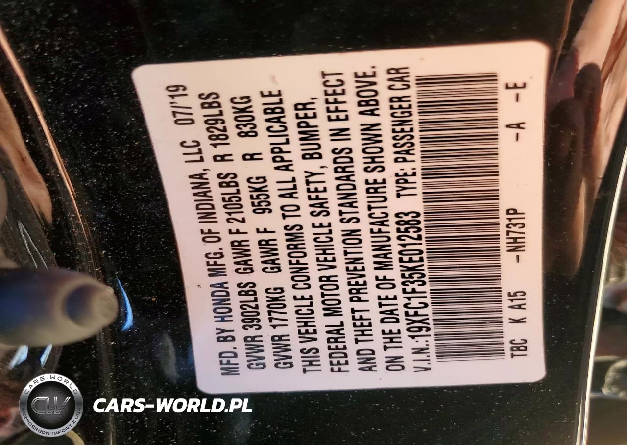 2019 Honda Civic Ex VIN:19XFC1F35KE012583 - 12