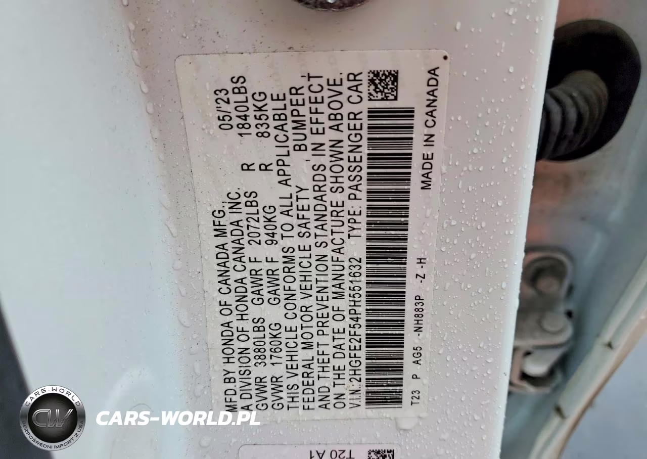 2023 Honda Civic Sport VIN:2HGFE2F54PH551632 - 13