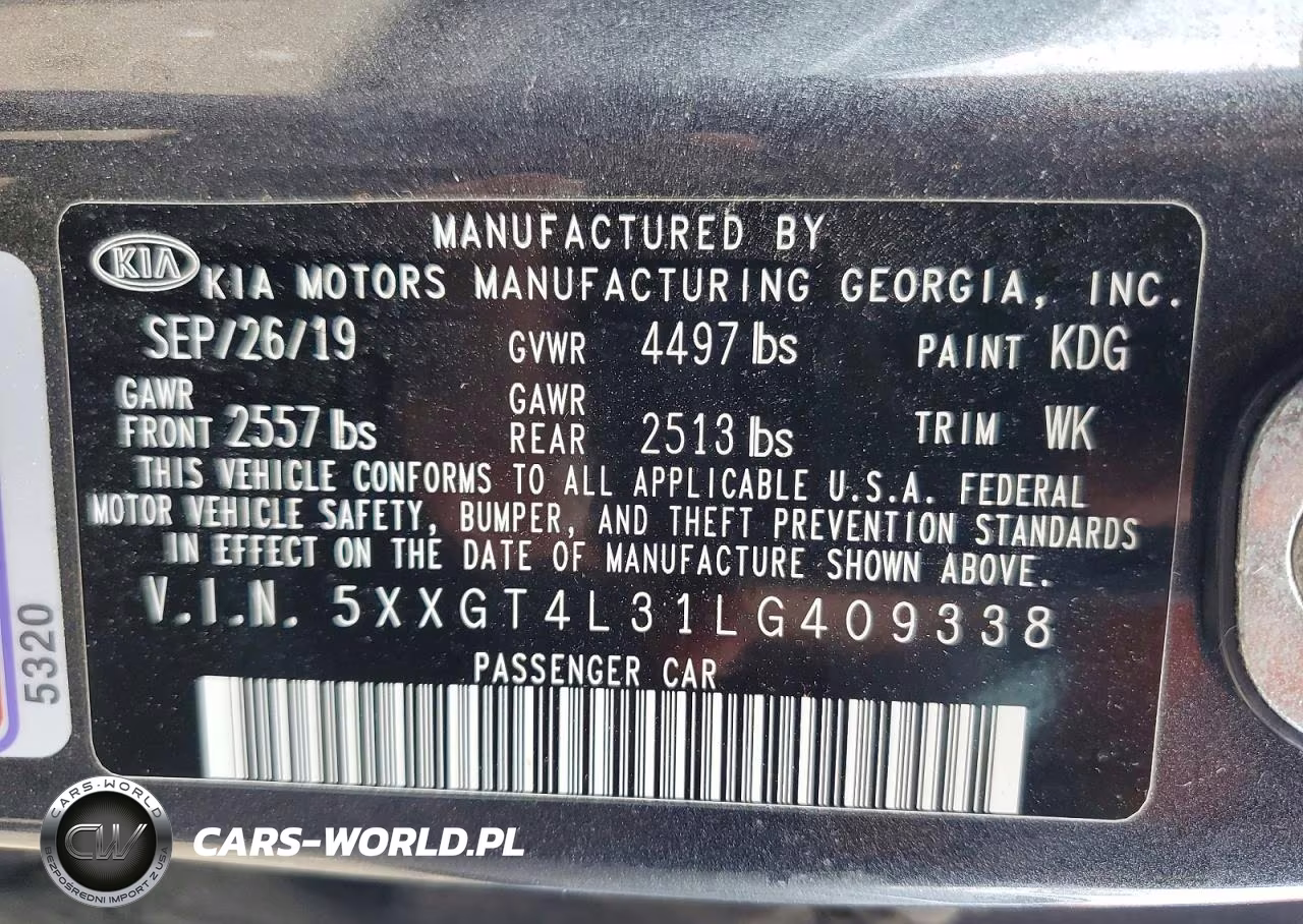 2020 Kia Optima S VIN:5XXGT4L31LG409338 - 13