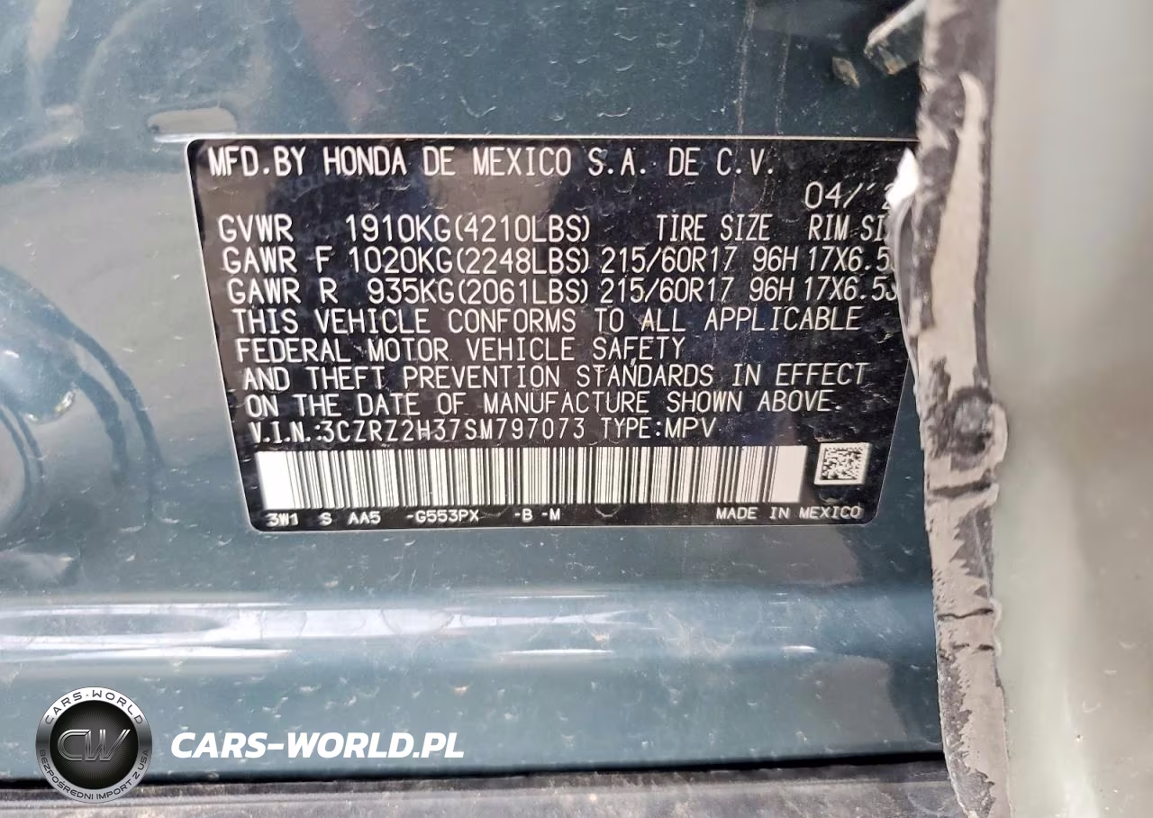 2025 Honda Hr-V Lx VIN:3CZRZ2H37SM797073 - 13