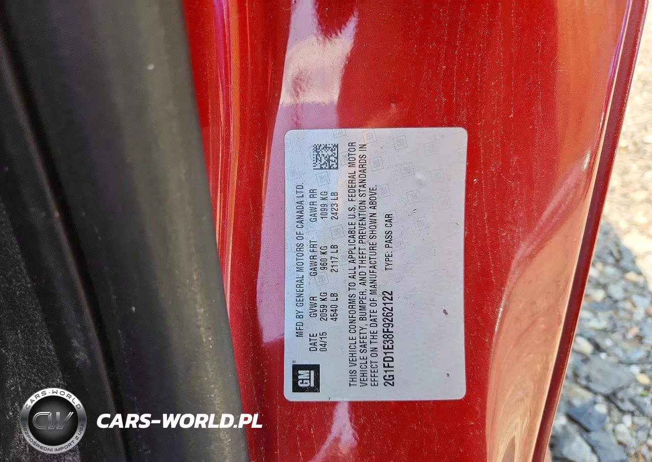 2015 Chevrolet Camaro Lt VIN:2G1FD1E38F9262122 - 12