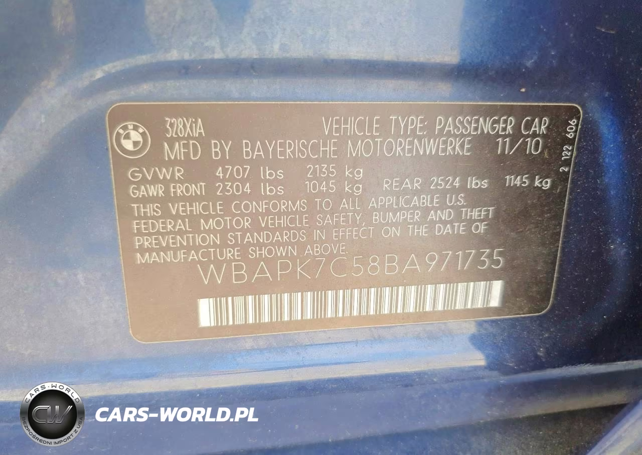2011 BMW 328 Xi VIN:WBAPK7C58BA971735 - 12