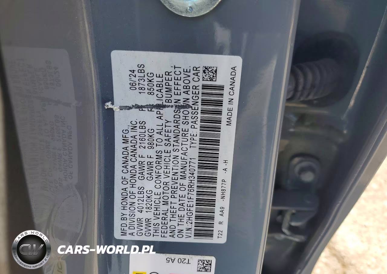 2024 Honda Civic 4D Ex VIN:2HGFE1F76RH340771 - 13