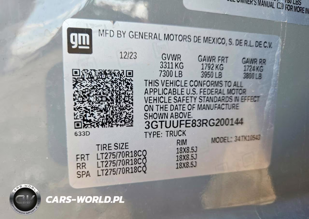 2024 GMC Sierra K1500 At4X VIN:3GTUUFE83RG200144 - 12