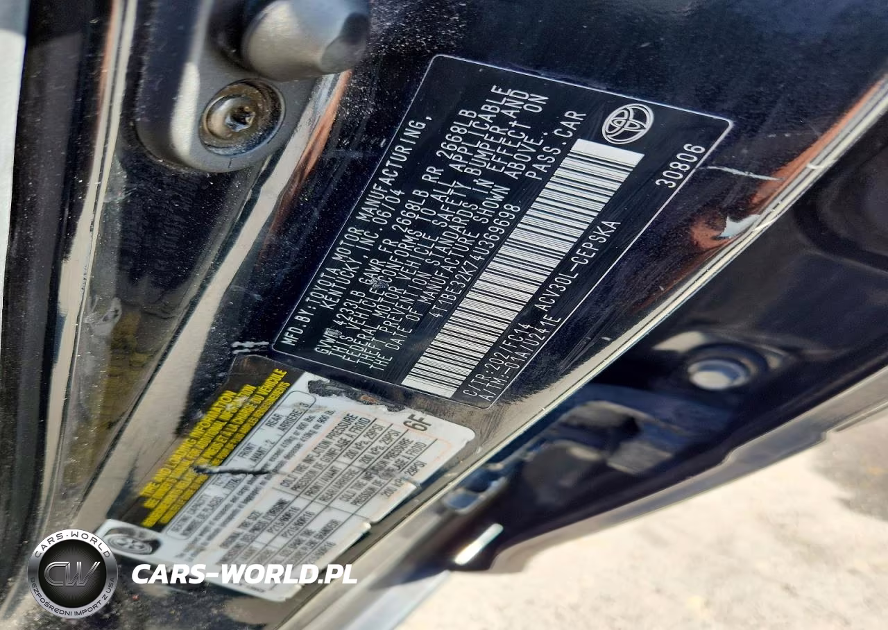 2004 Toyota Camry Se VIN:4T1BE32K74U369698 - 12