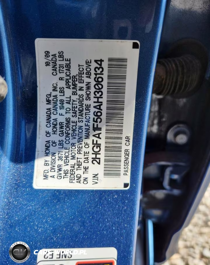 2010 Honda Civic Lx VIN:2HGFA1F56AH306134 - 12
