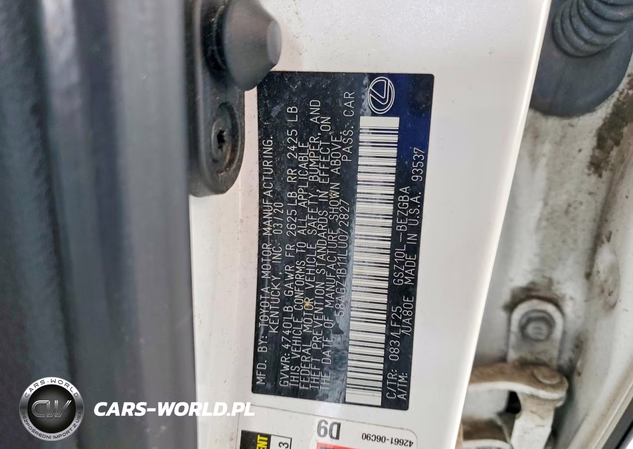 2020 Lexus Es 350 F Sport VIN:58AGZ1B11LU072827 - 12