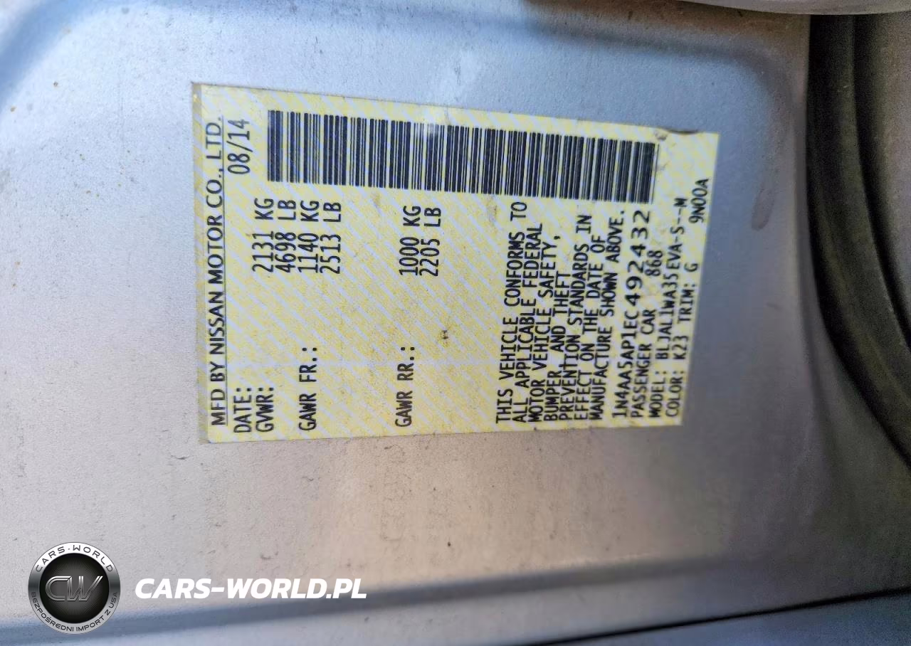 2014 Nissan Maxima 3.5 Sv VIN:1N4AA5AP1EC492432 - 12