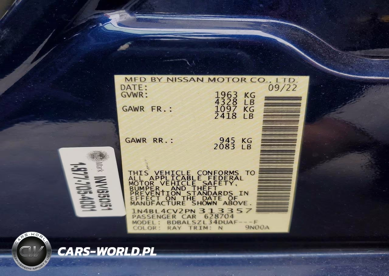 2023 Nissan Altima Sr VIN:1N4BL4CV2PN313357 - 12
