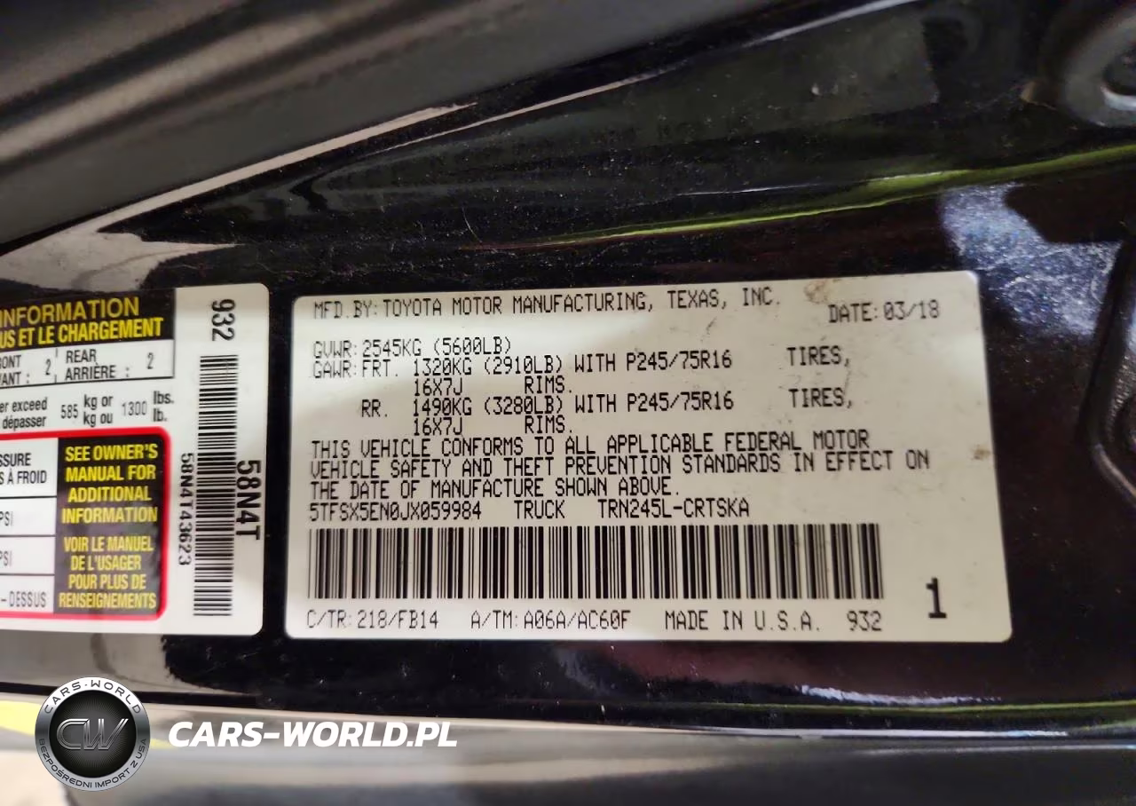 2018 Toyota Tacoma Sr VIN:5TFSX5EN0JX059984 - 12
