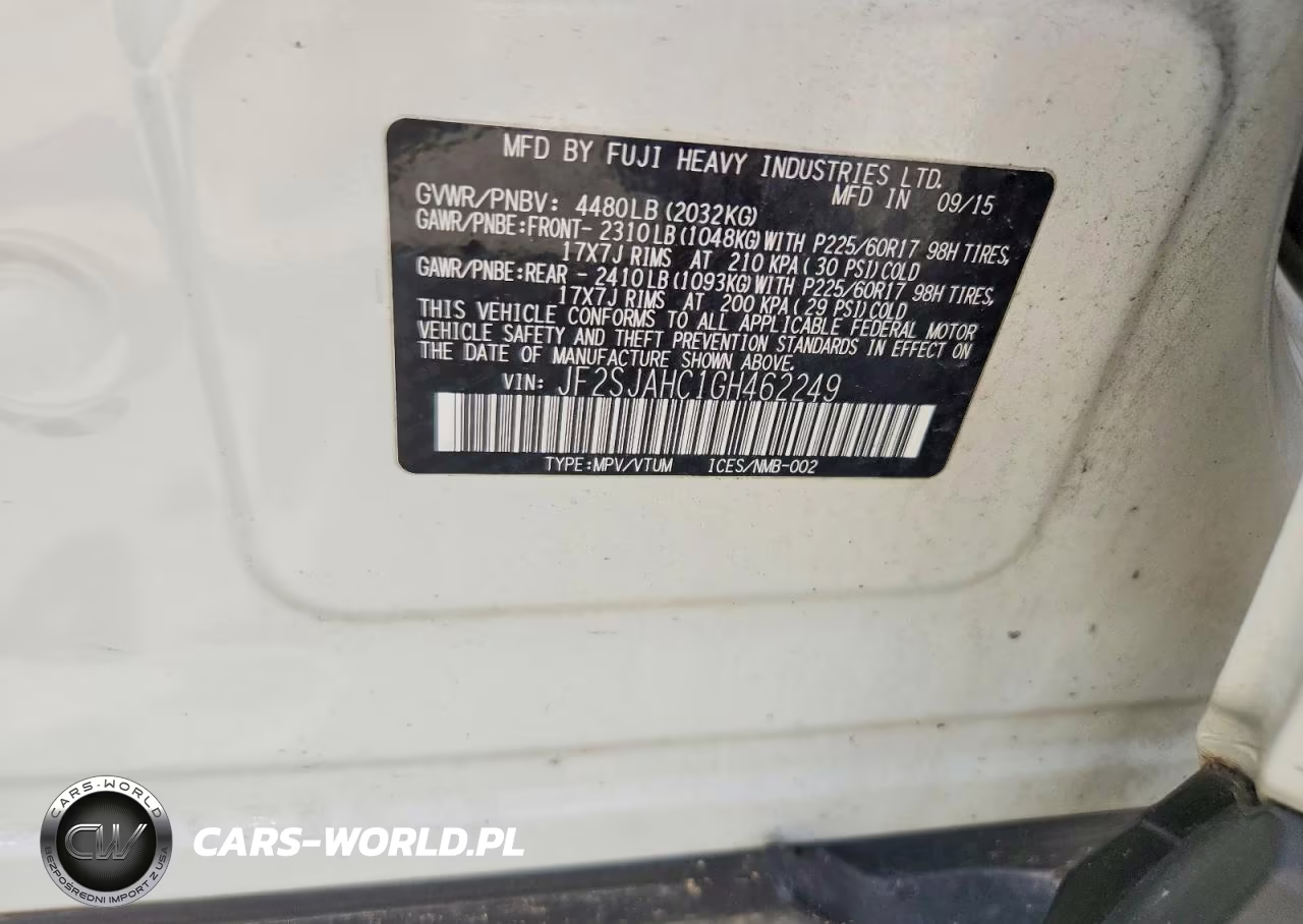 2016 Subaru Forester 2.5I Limited VIN:JF2SJAHC1GH462249 - 13