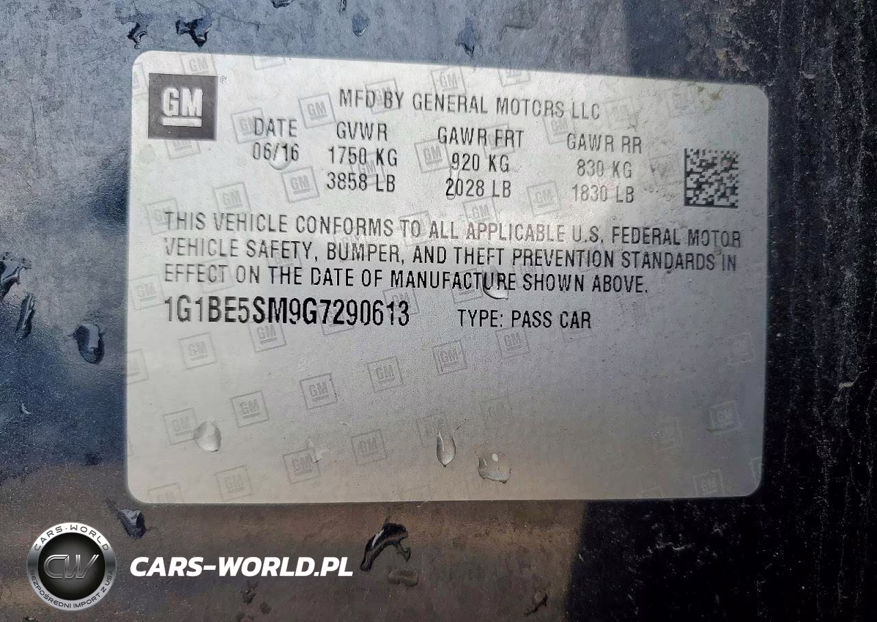 2016 Chevrolet Cruze Lt VIN:1G1BE5SM9G7290613 - 12