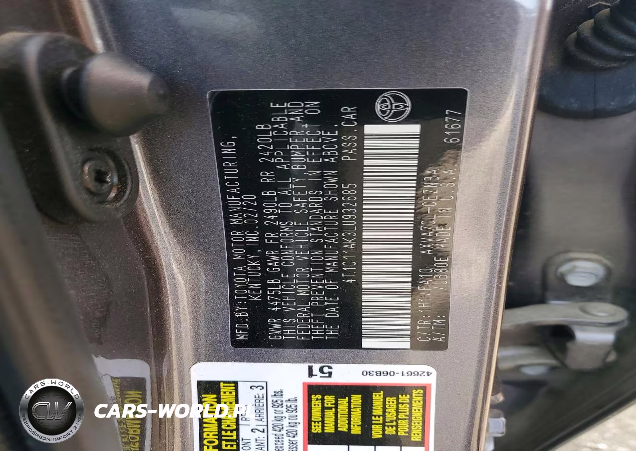 2020 Toyota Camry Le VIN:4T1C11AK3LU932685 - 12