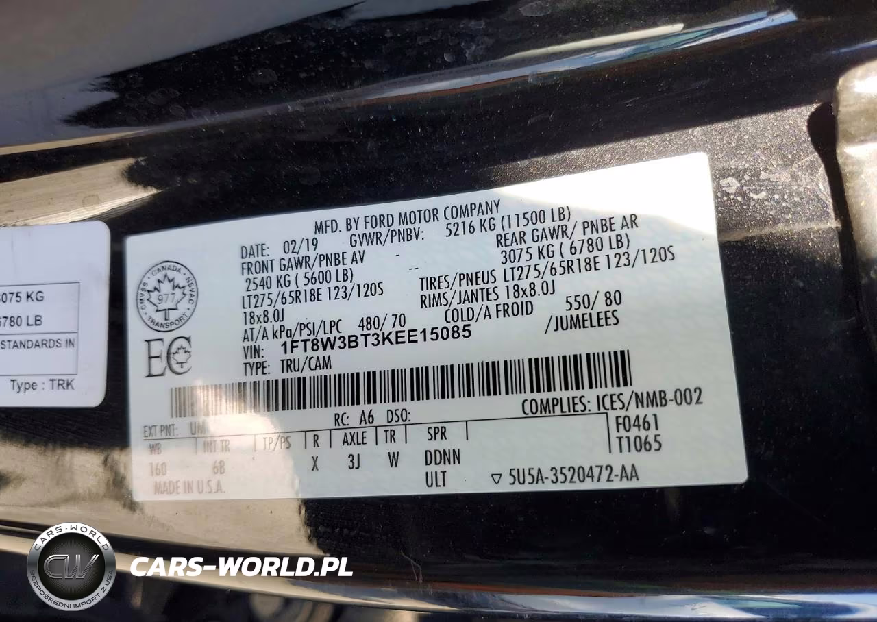 2019 Ford F-350 Lariat VIN:1FT8W3BT3KEE15085 - 12