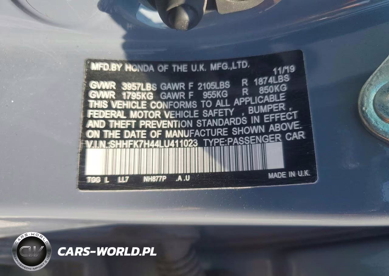 2020 Honda Civic Sport VIN:SHHFK7H44LU411023 - 12