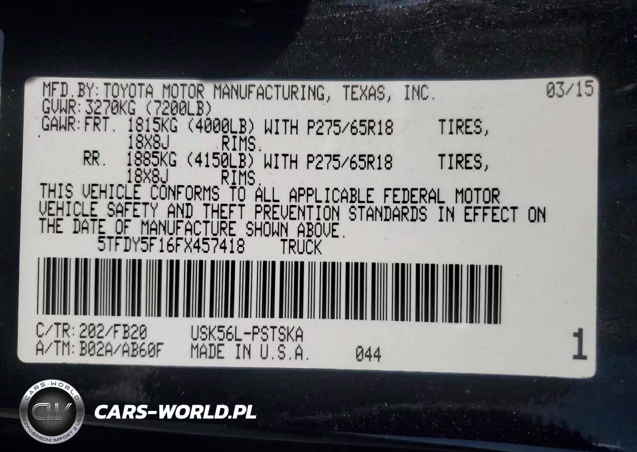 2015 Toyota Tundra Sr5 VIN:5TFDY5F16FX457418 - 12