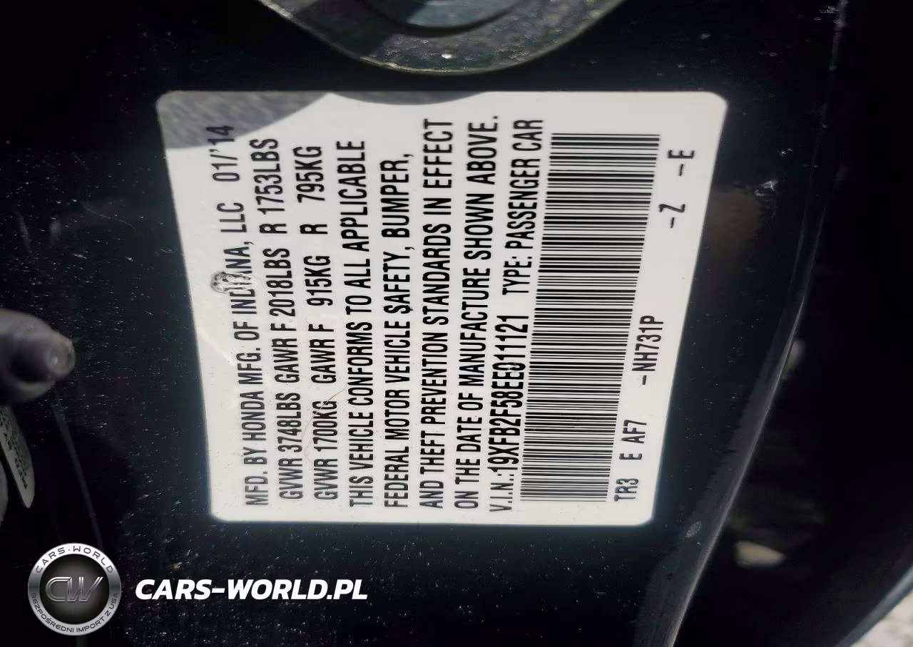 2014 Honda Civic Lx VIN:19XFB2F58EE011121 - 13