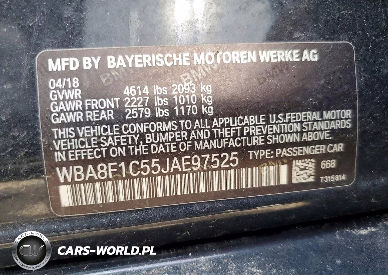 2018 BMW 328 D xDrive VIN:WBA8F1C55JAE97525 - 13