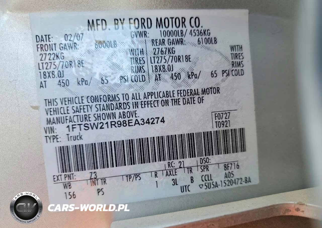 2008 Ford F250 Super Duty VIN:1FTSW21R98EA34274 - 12