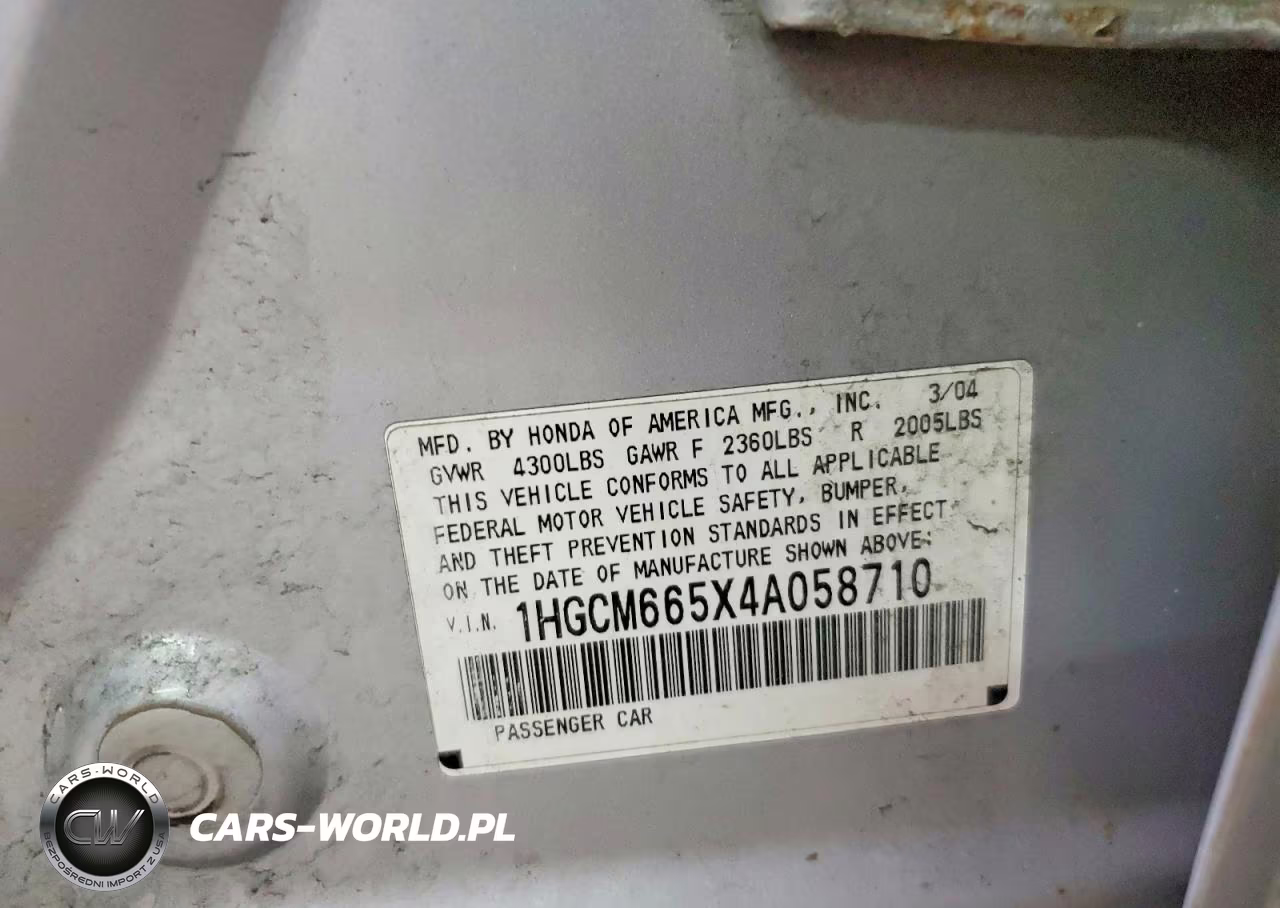 2004 Honda Accord Ex VIN:1HGCM665X4A058710 - 12